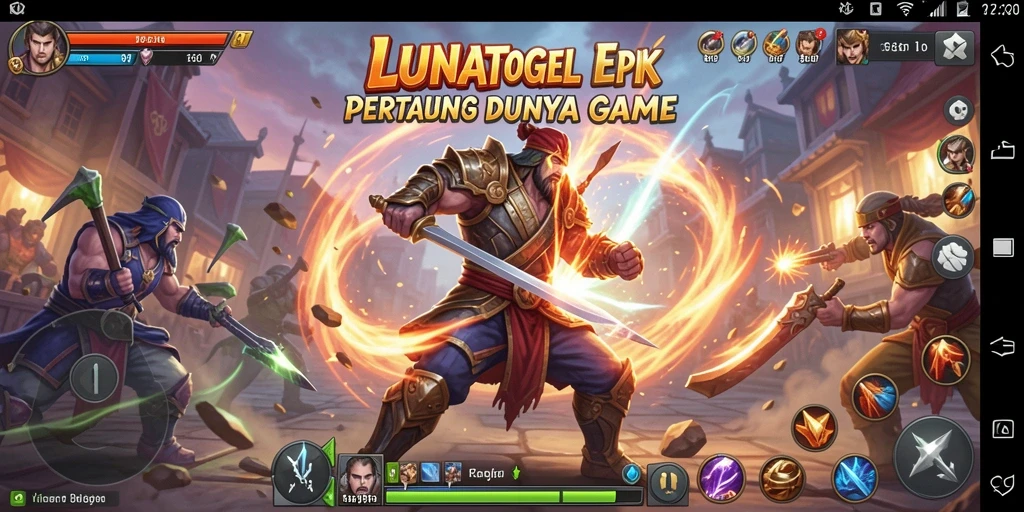 Tangkapan layar utama LUNATOGEL menampilkan pertarungan intens antara dua karakter.