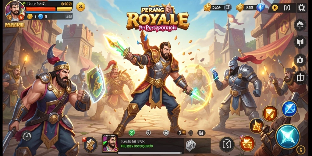 Screenshot menunjukkan pertempuran mendebarkan dalam game Battle Royale.