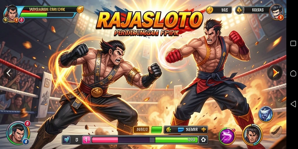 Tampilan epik dari pertarungan di RAJASLOTO yang menegangkan.